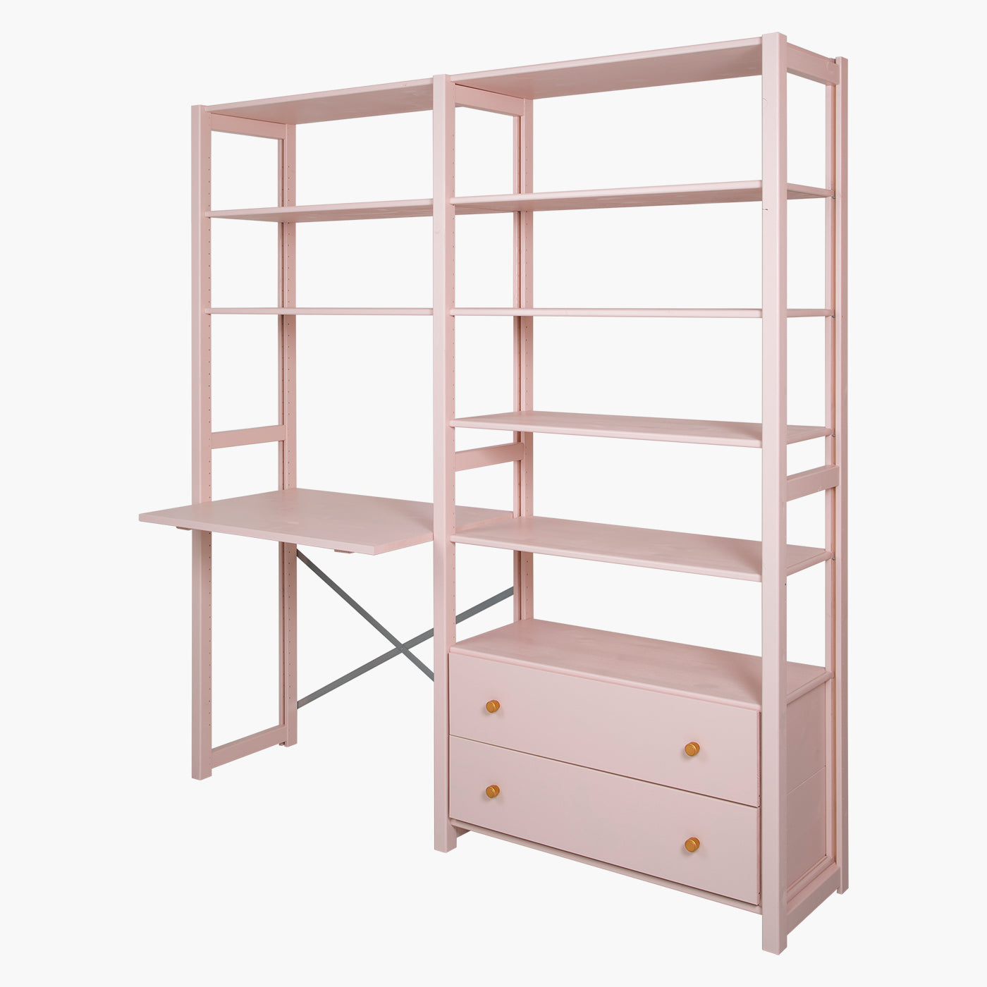 ABC stigereol - Blush | med skrivebord, 2 skuffer 163x179 cm