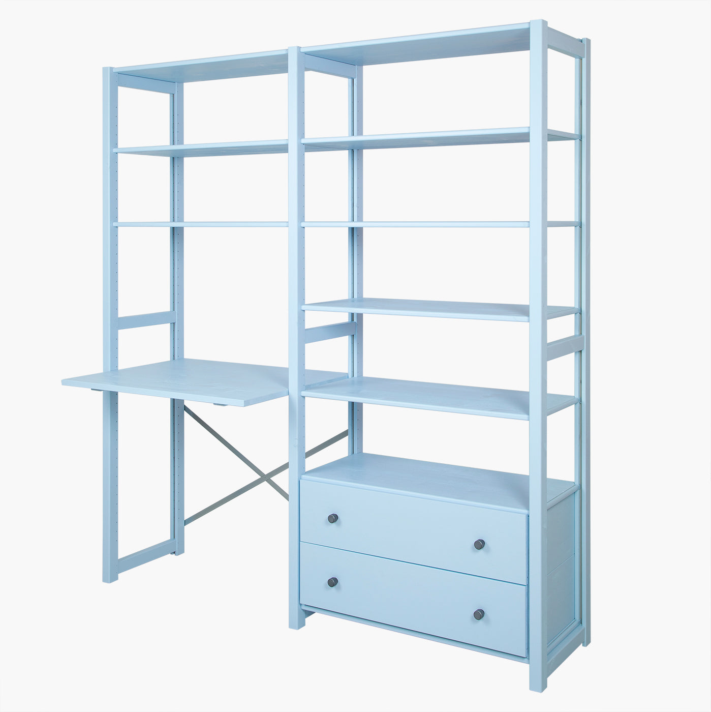 ABC stigereol - Himalayan Blue | med skrivebord, 2 skuffer 163x179 cm