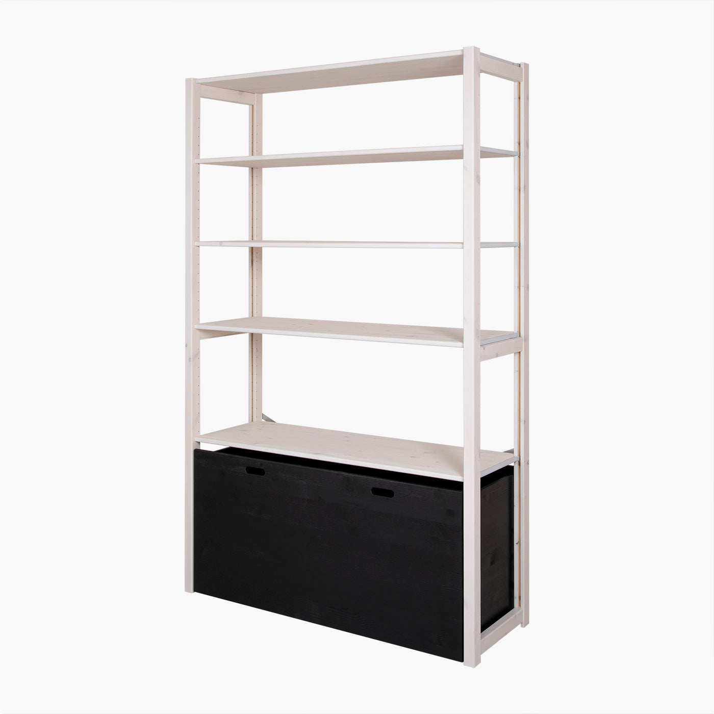 ABC stigereol - Hvid med sort skuffe - med opbevaringskasse | 113x179 cm