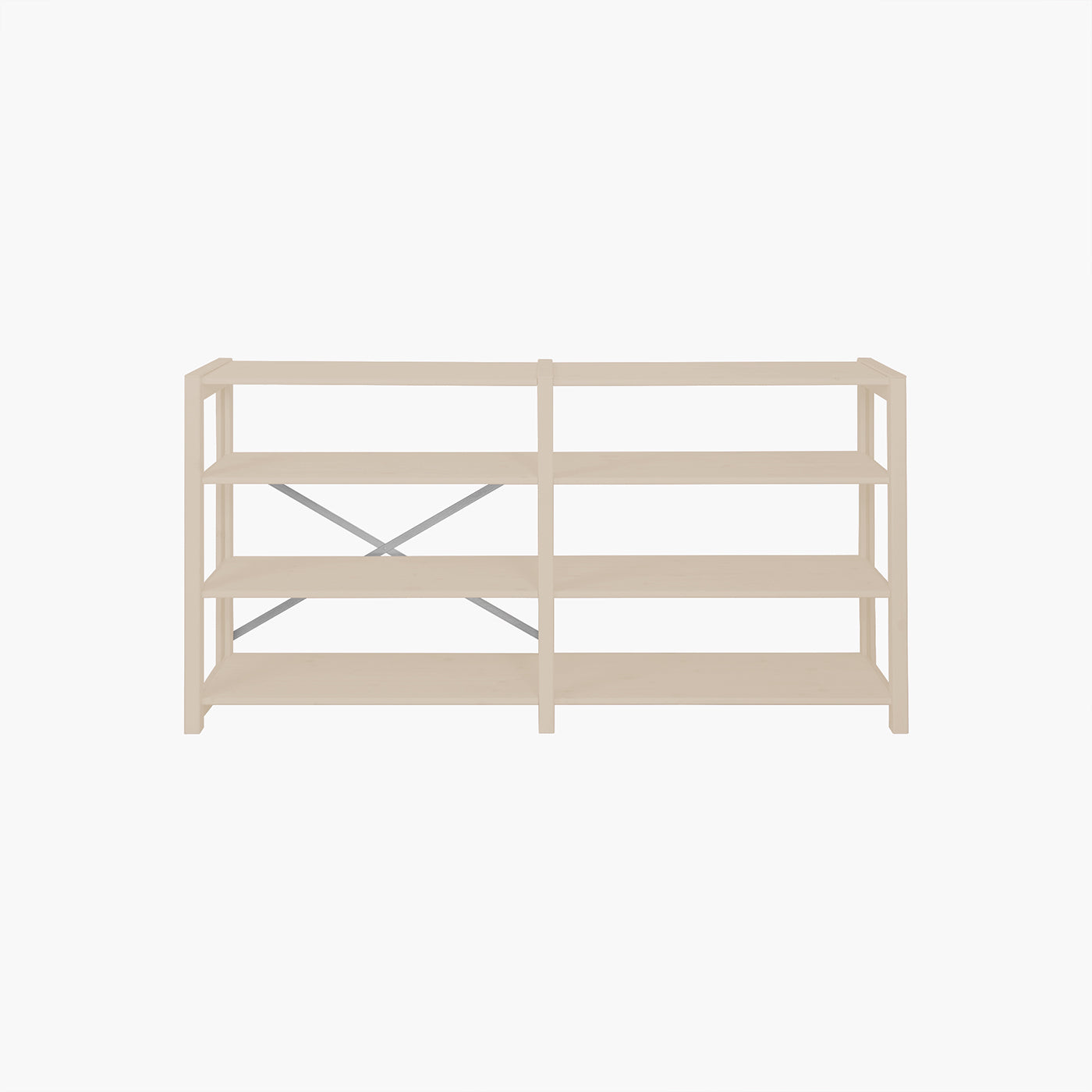 Lyngs sandfarvet stigereol i træ, 163x80 cm, placeret i lyst rum med planter og lys indfald.