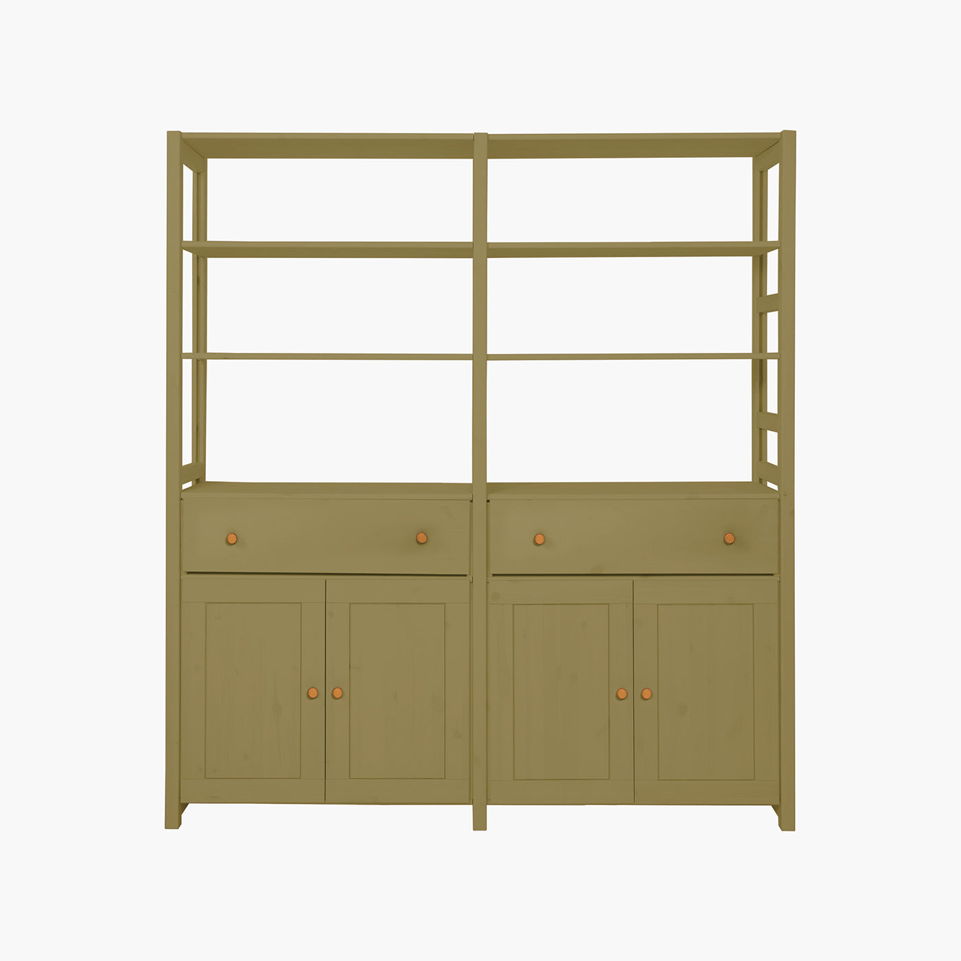 Øland reol (Large) - Olive med 4 låger og 2 skuffer | 163x179 cm