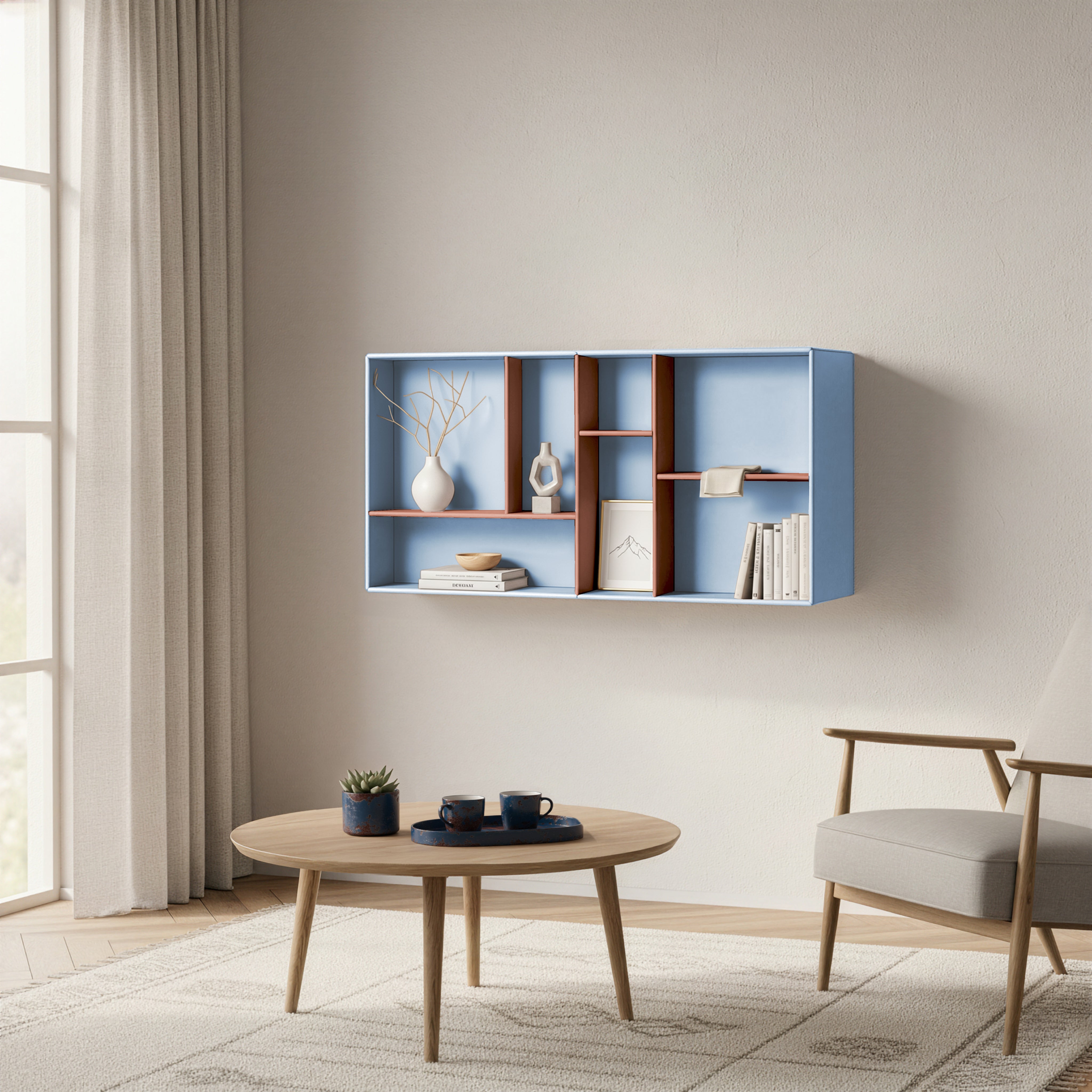 Santa Fe vægreol - Himalayan Blue & Rusty | 117x60 cm