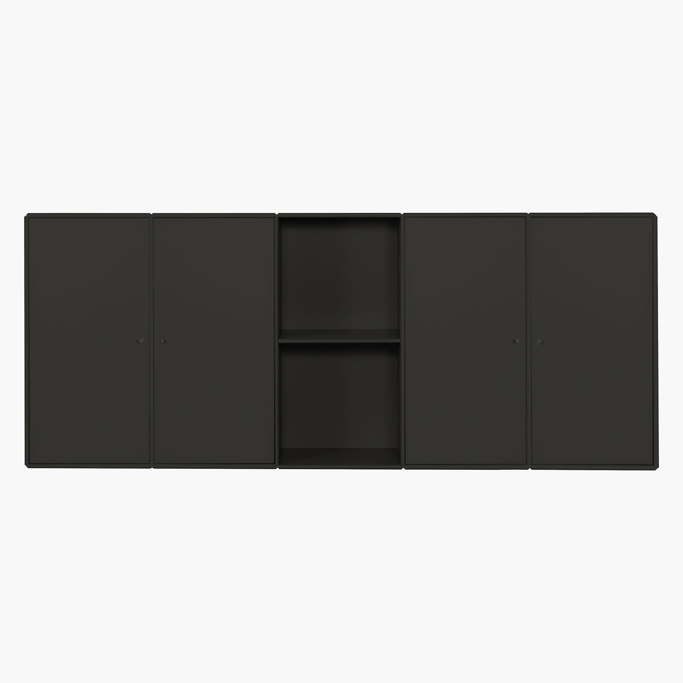 Sort væghængt Savannah skænk i moderne design med glatte frontpaneler og minimalistiske håndtag.