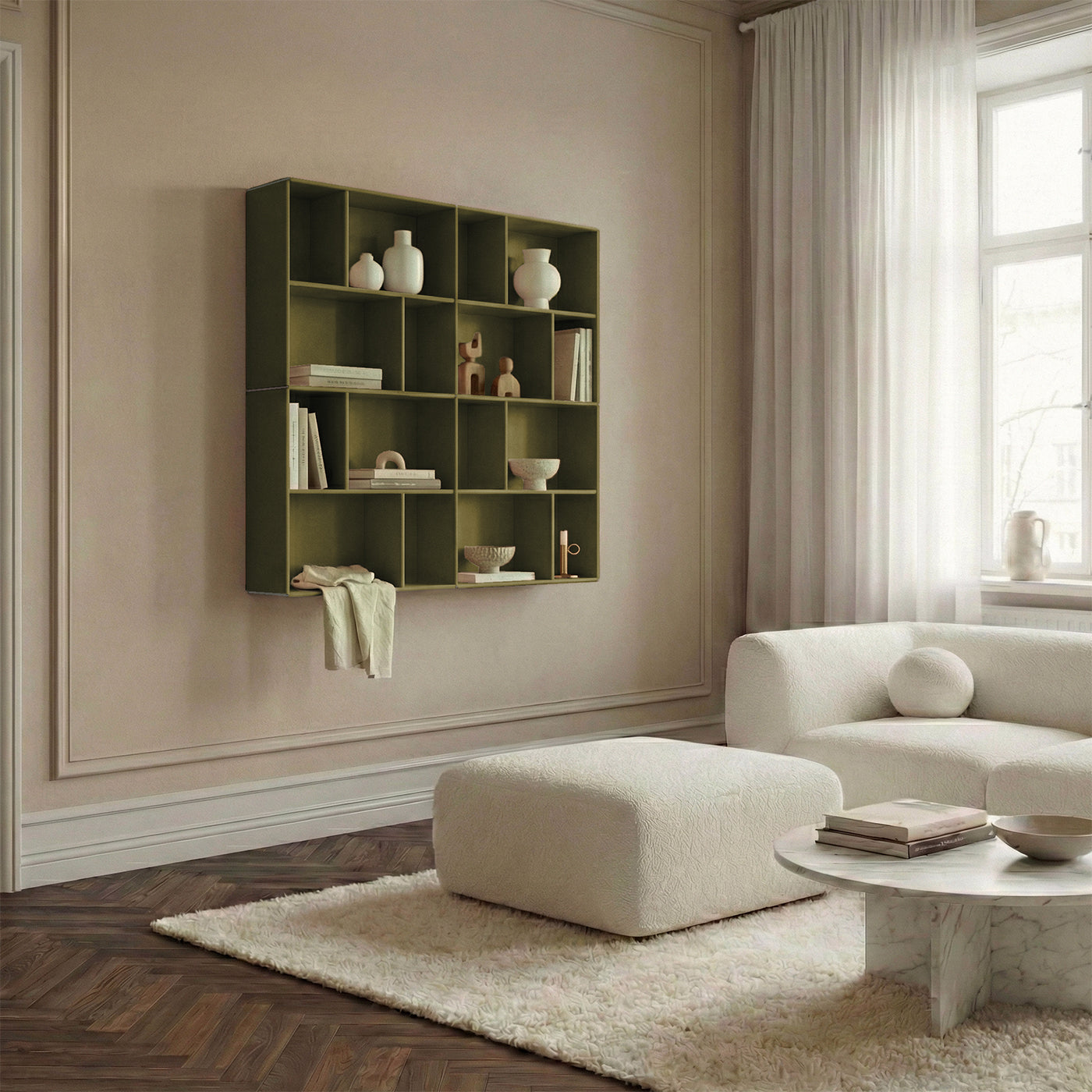 Bronx vægreol - Olive | 117x117 cm