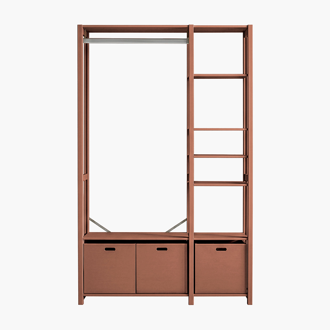 Elsø reol - Rusty | med 3 opbevaringskasser 125x179 cm