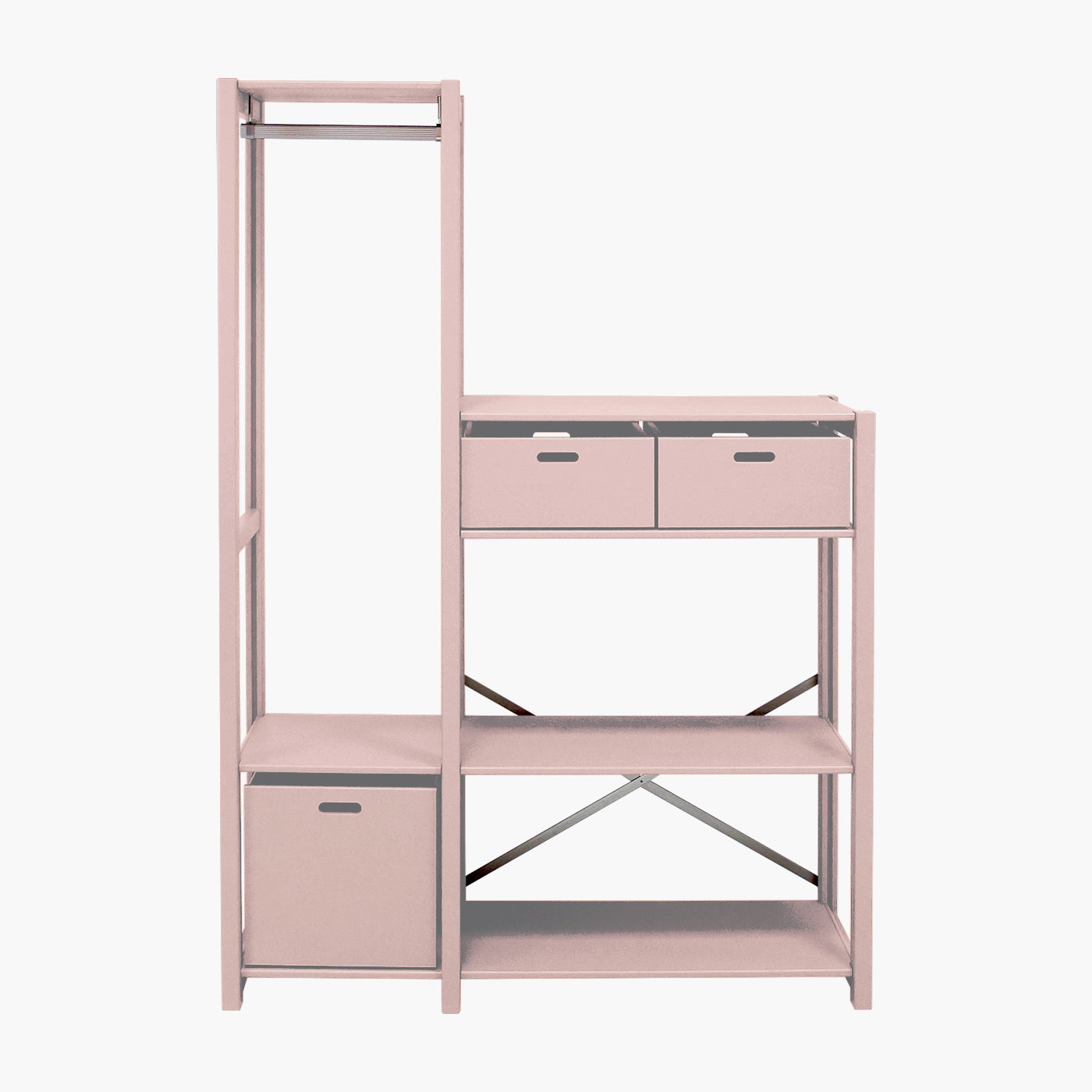 Knuden reol - Blush | med 3 opbevaringskasser 125x179 cm