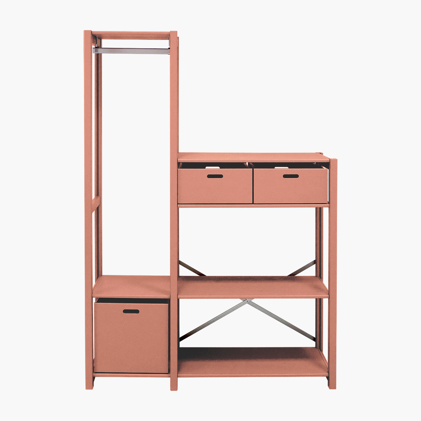 Knuden reol - Peach | med 3 opbevaringskasser 125x179 cm