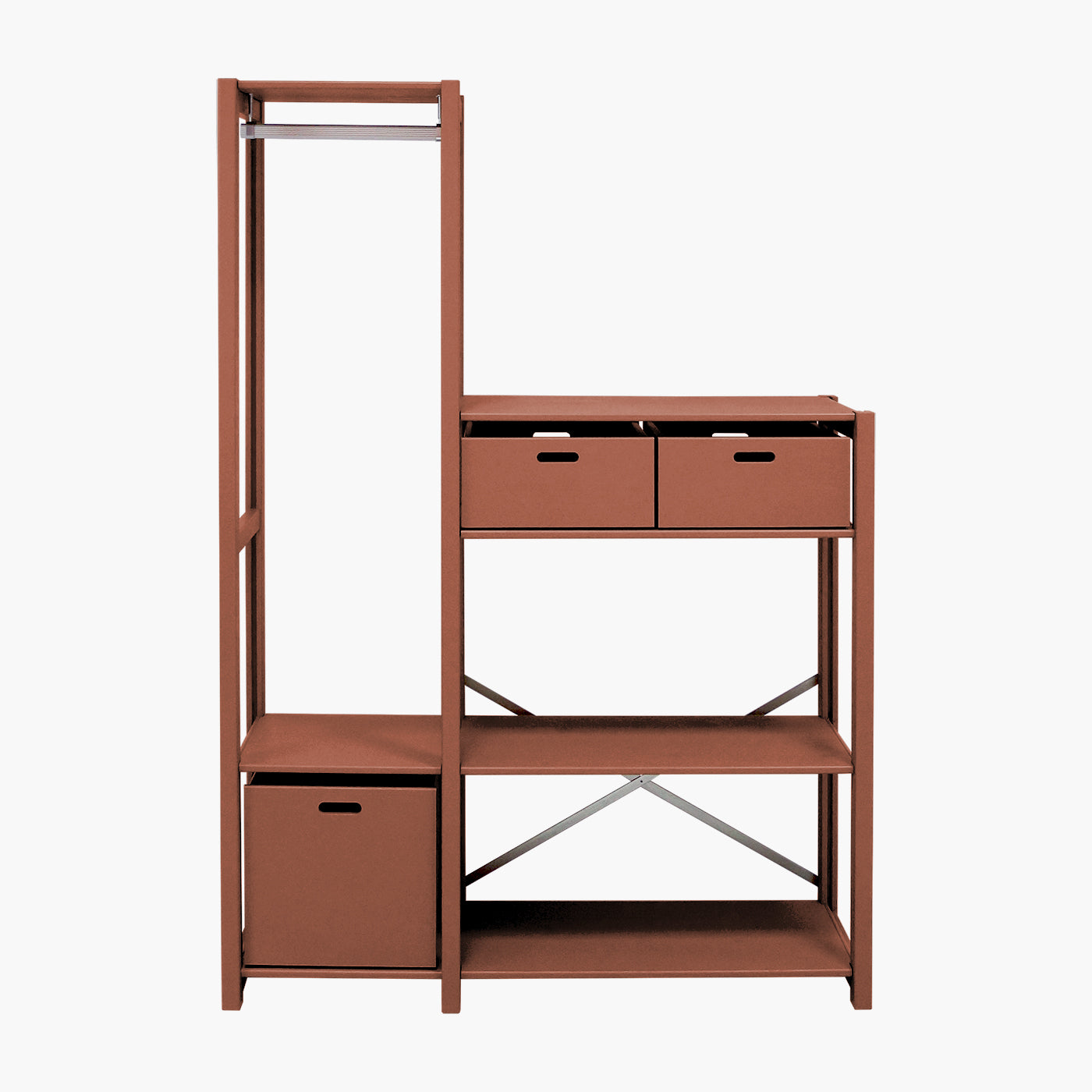Knuden reol - Rusty | med 3 opbevaringskasser 125x179 cm