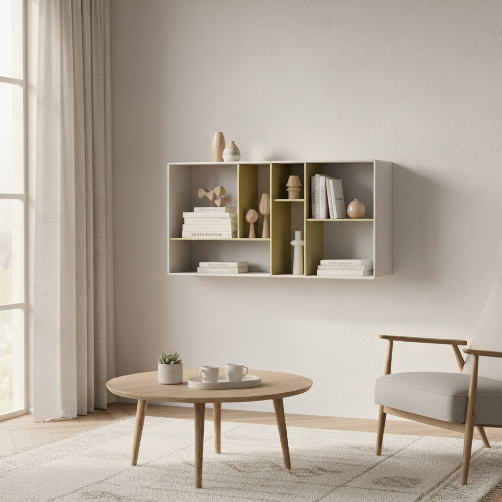 Santa Fe vægreol - Mushroom & Olive | 117x60 cm