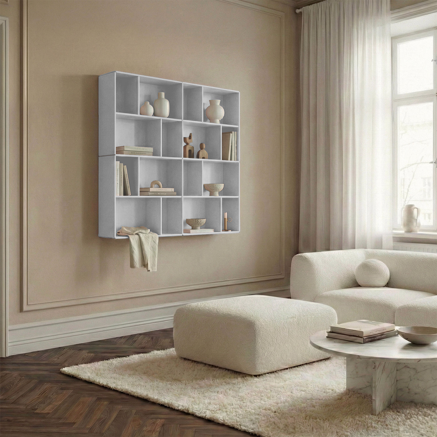 Bronx vægreol - Hvid | 117x117 cm